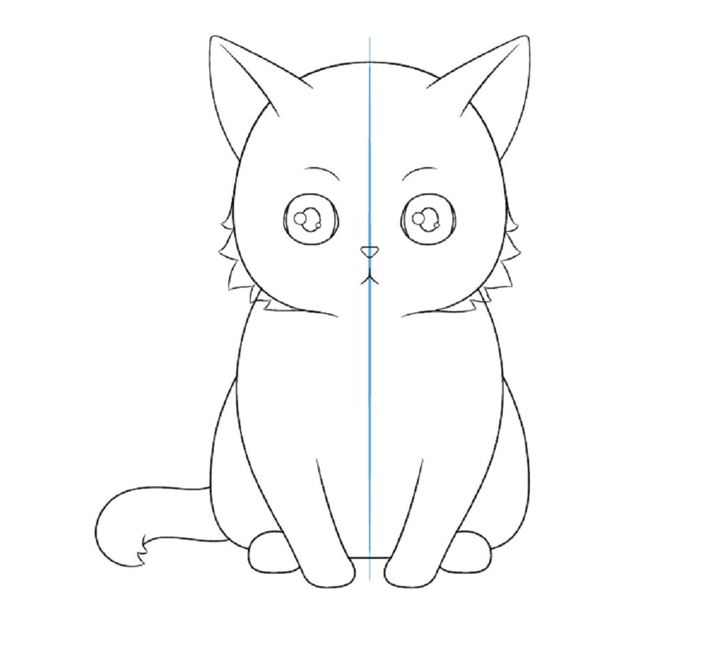 نقاشی گربه به سبک انیمه: کشیدن صورت گربه