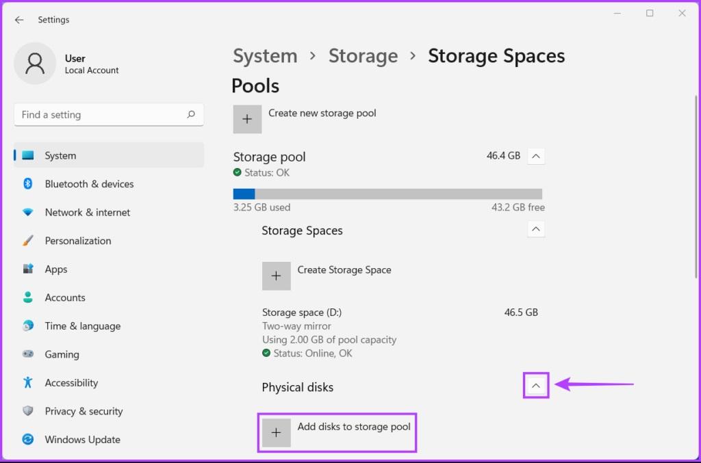 نحوه ایجاد Storage Space در ویندوز 11 