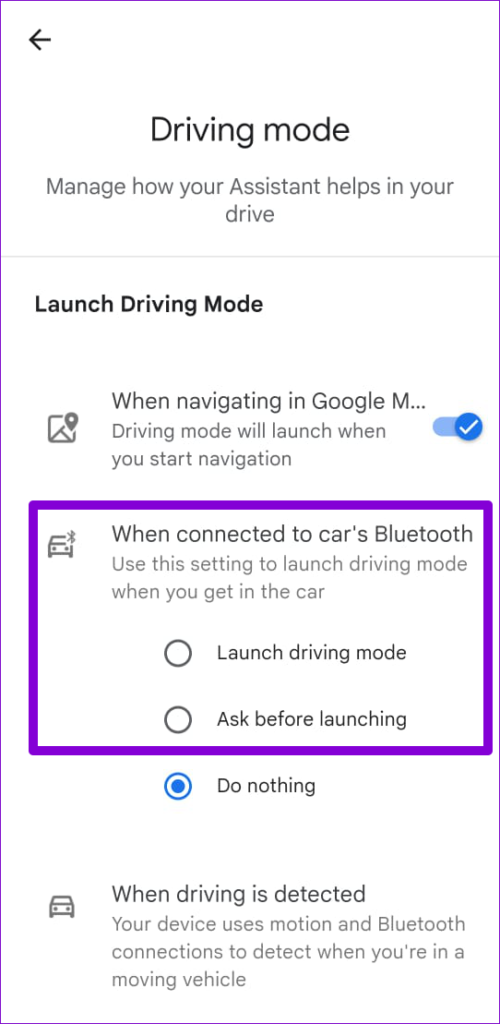 نحوه دسترسی به حالت رانندگی دستیار گوگل 7
