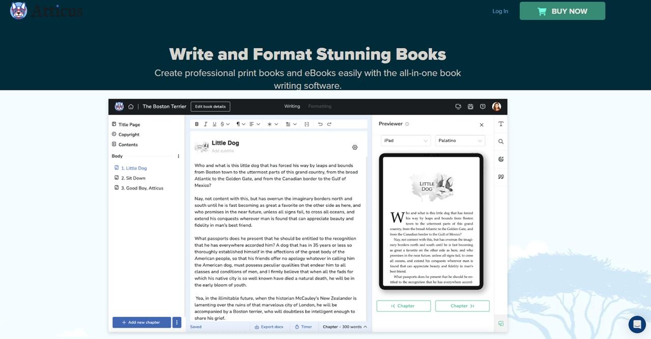 ابزار Atticus برای نوشتن کتاب