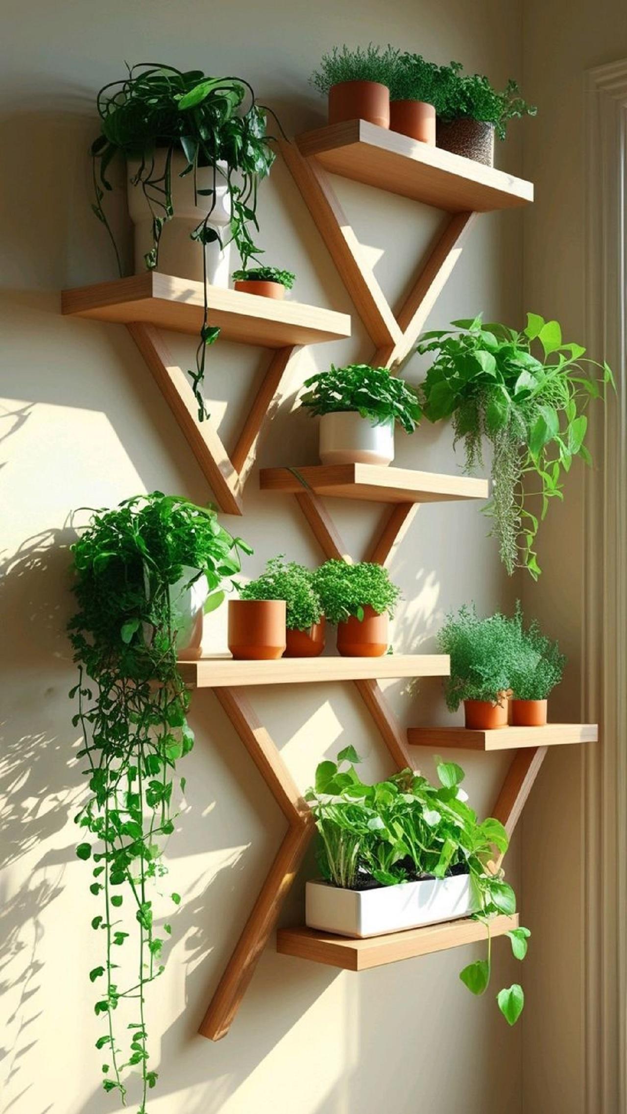 مدل شلف دیواری چوبی مثلثی