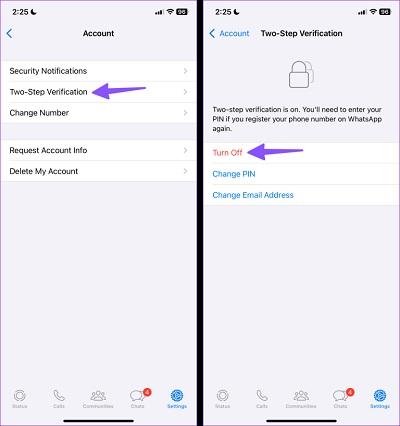 نحوه غیر فعال کردن پین (تایید دو مرحله ای) واتس اپ