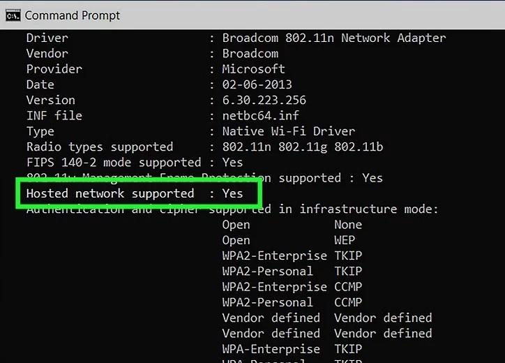 نحوه ساخت هات اسپات وای فای از طریق Command Prompt