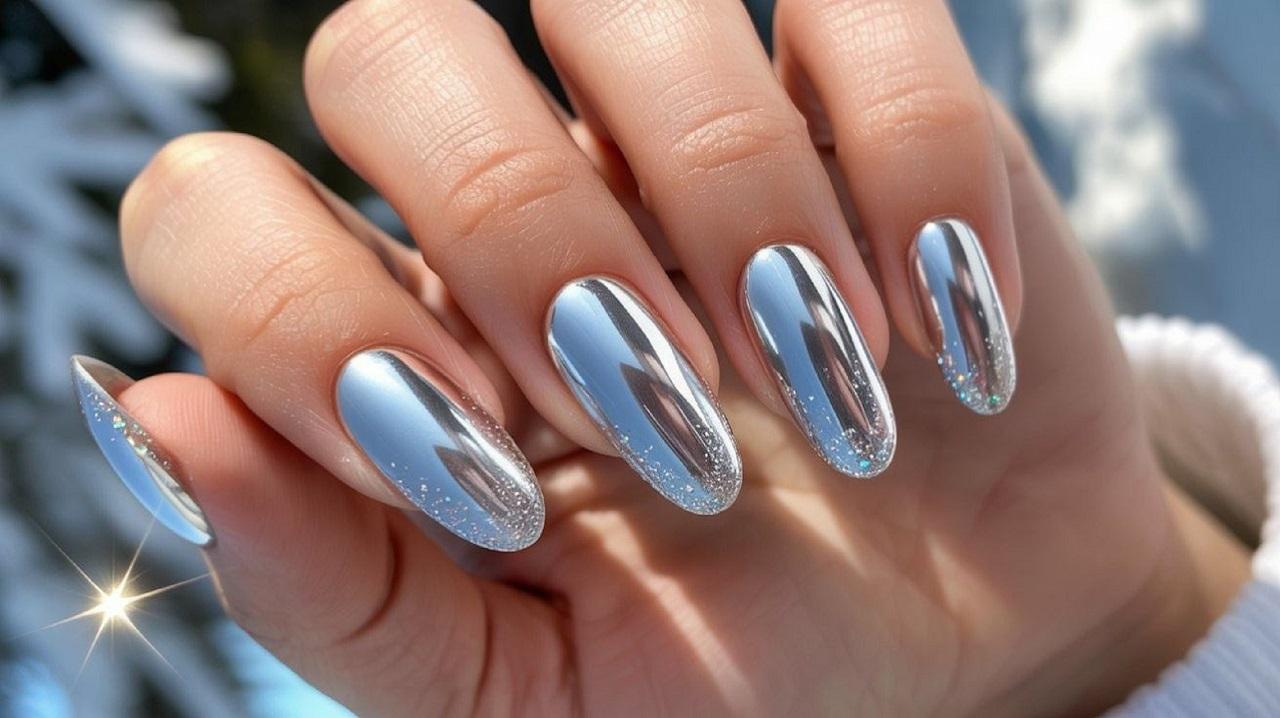 مدل ناخن برای زمستانی ساده نقره ای