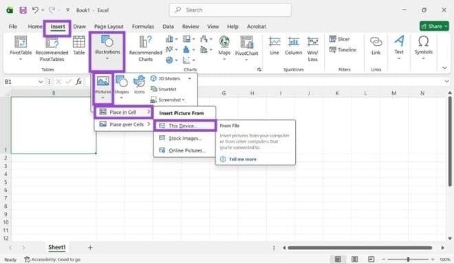 نحوه درج تصویر در سلول اکسل 1