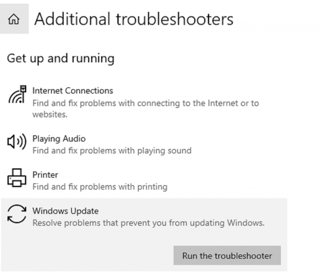 روش سوم : اجرا Windows Update Troubleshooter