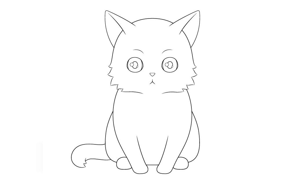 نقاشی گربه به سبک انیمه: کشیدن صورت گربه2
