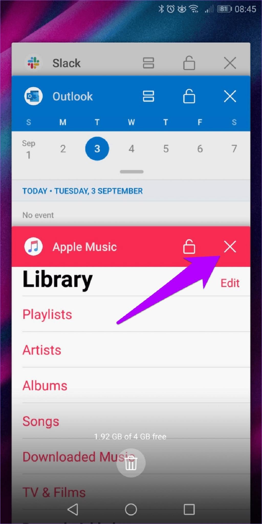 خروج اجباری Apple Music/ ریستارت کردن گوشی 