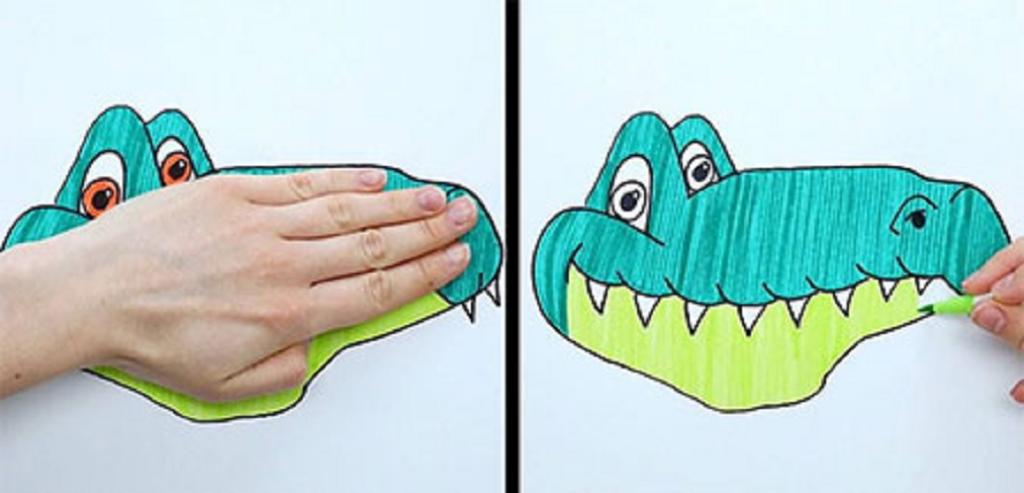 نقاشی تمساح با دست 3