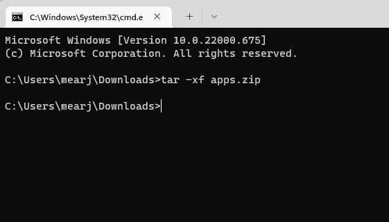 با استفاده از Command Prompt فایل ها را در ویندوز 11 از حالت فشرده خارج کنید2
