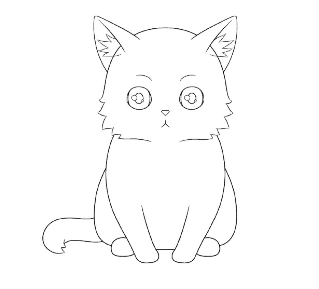 نقاشی گربه به سبک انیمه: کشیدن موهای گوش گربه 1