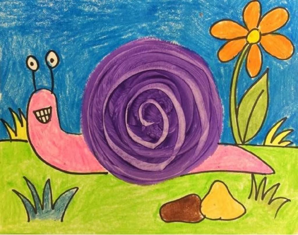 نقاشی حلزون کودکانه 3