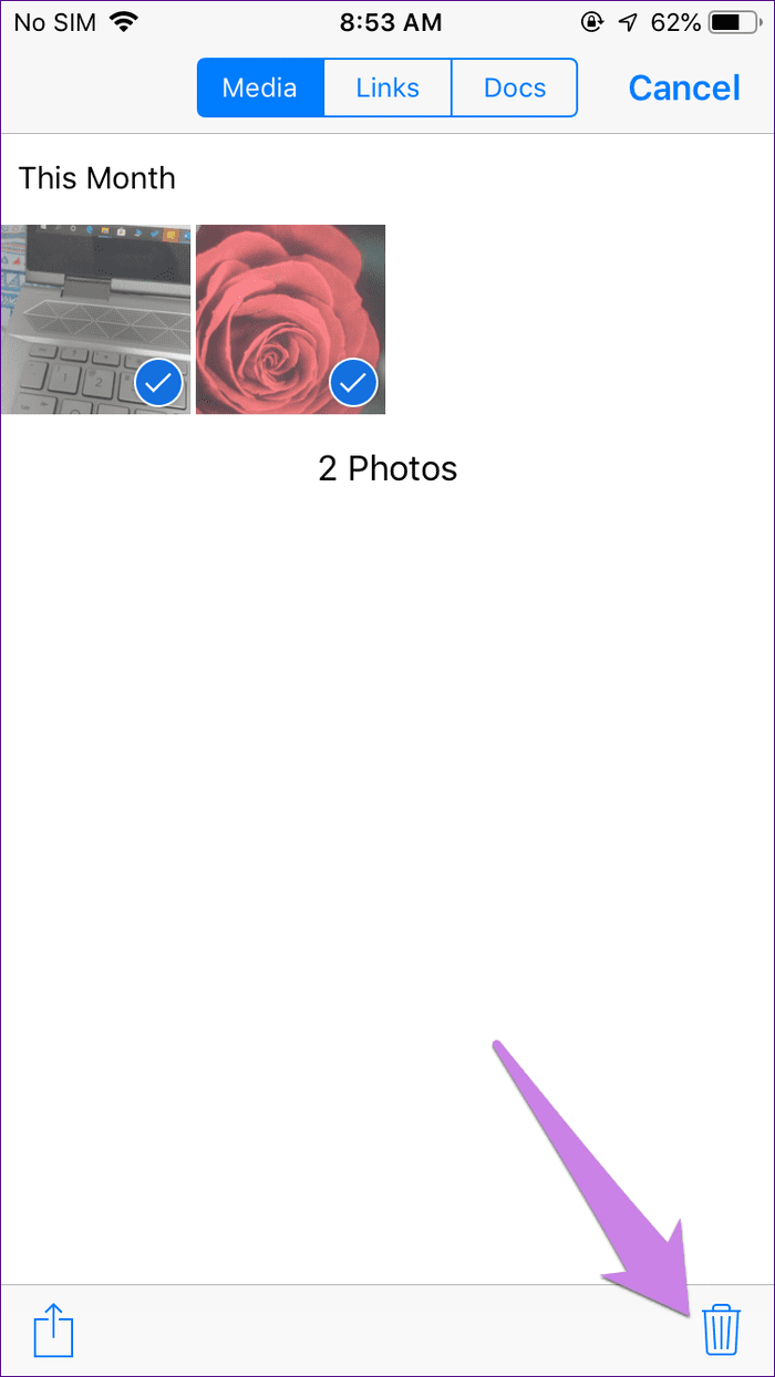 حذف عکس های انتخاب شده در گروه واتس اپ در آیفون4