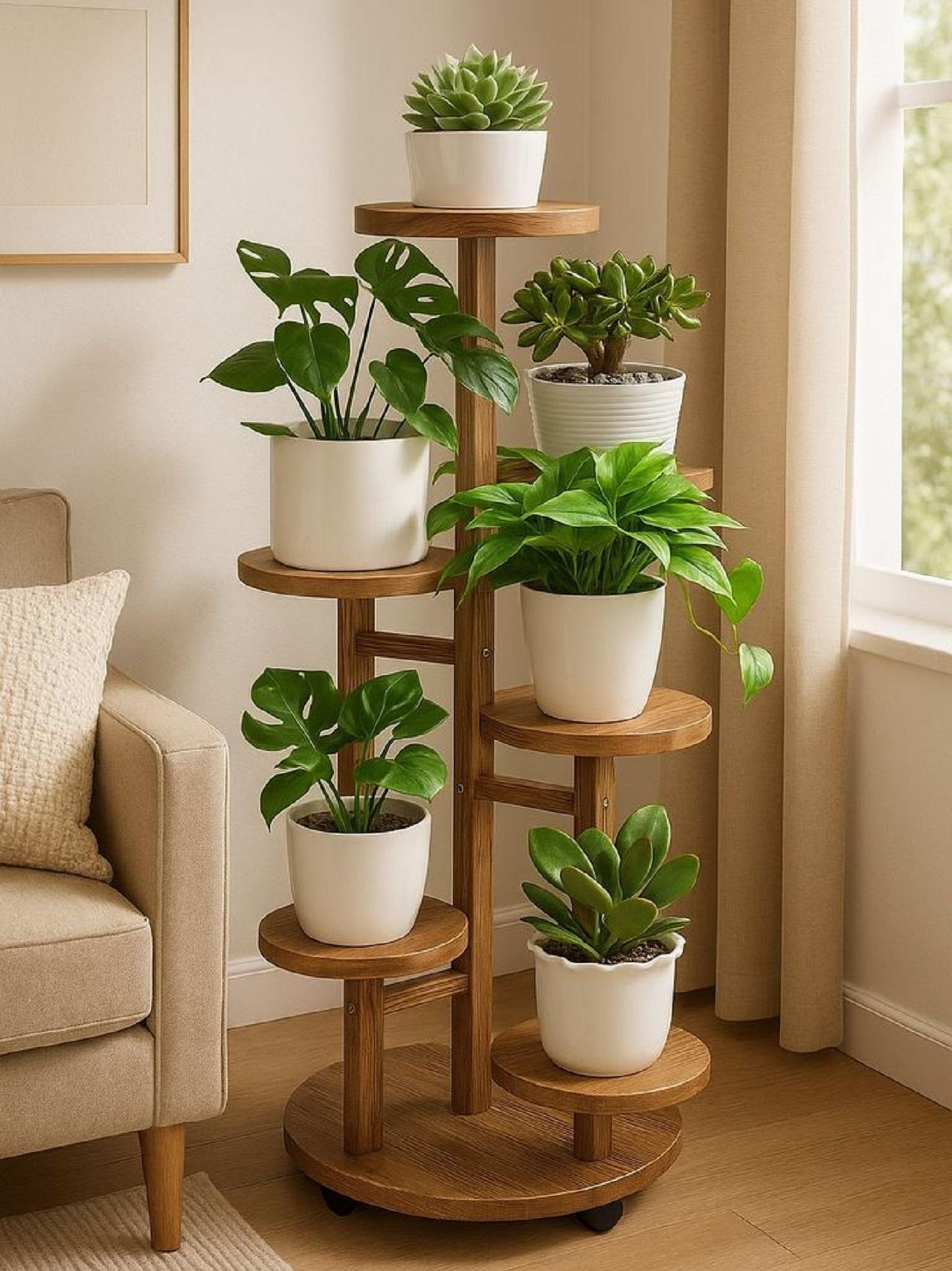 مدل استند چوبی گلدان  2