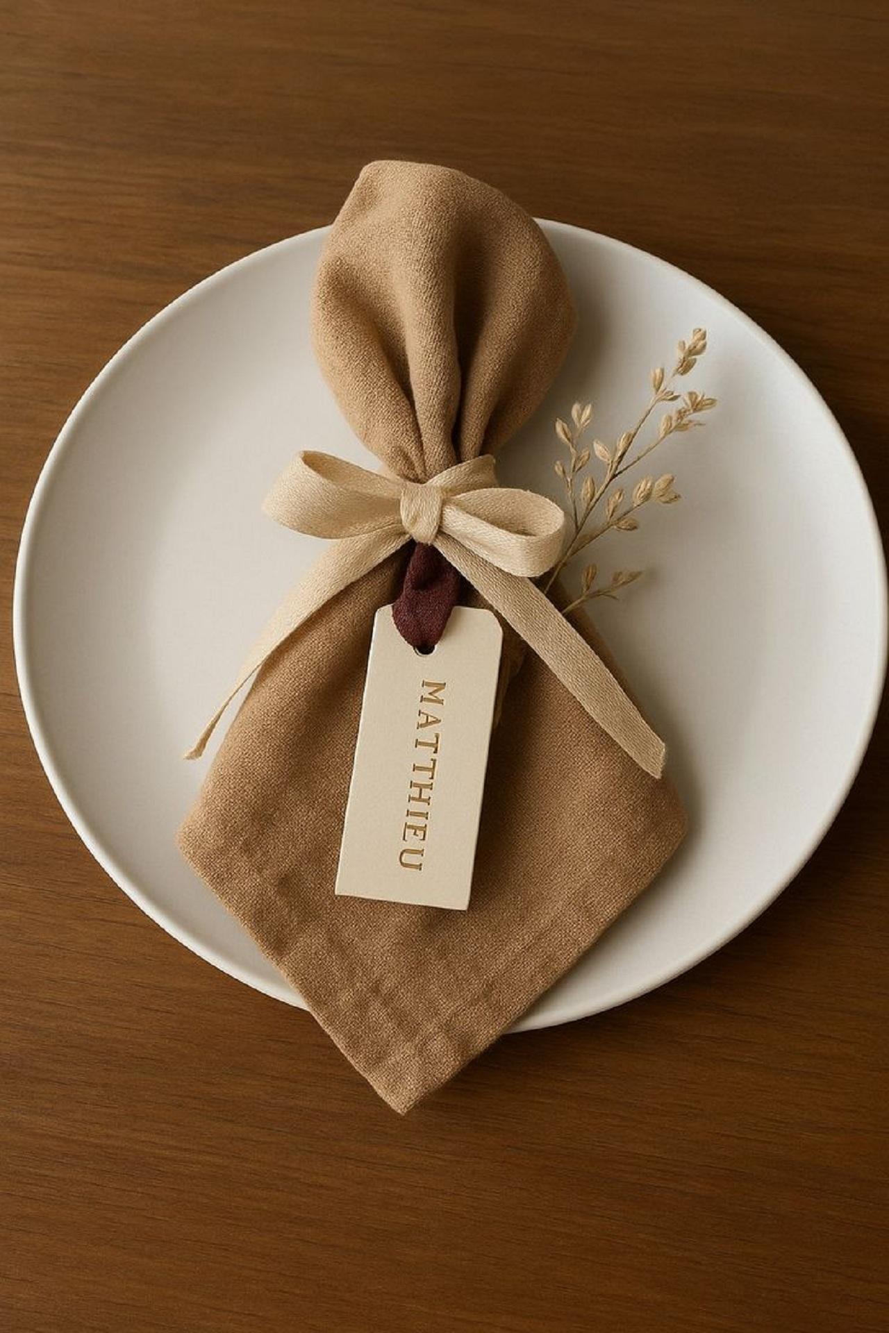 مدل تزیین دستمال کاغذی کنار بشقاب 6