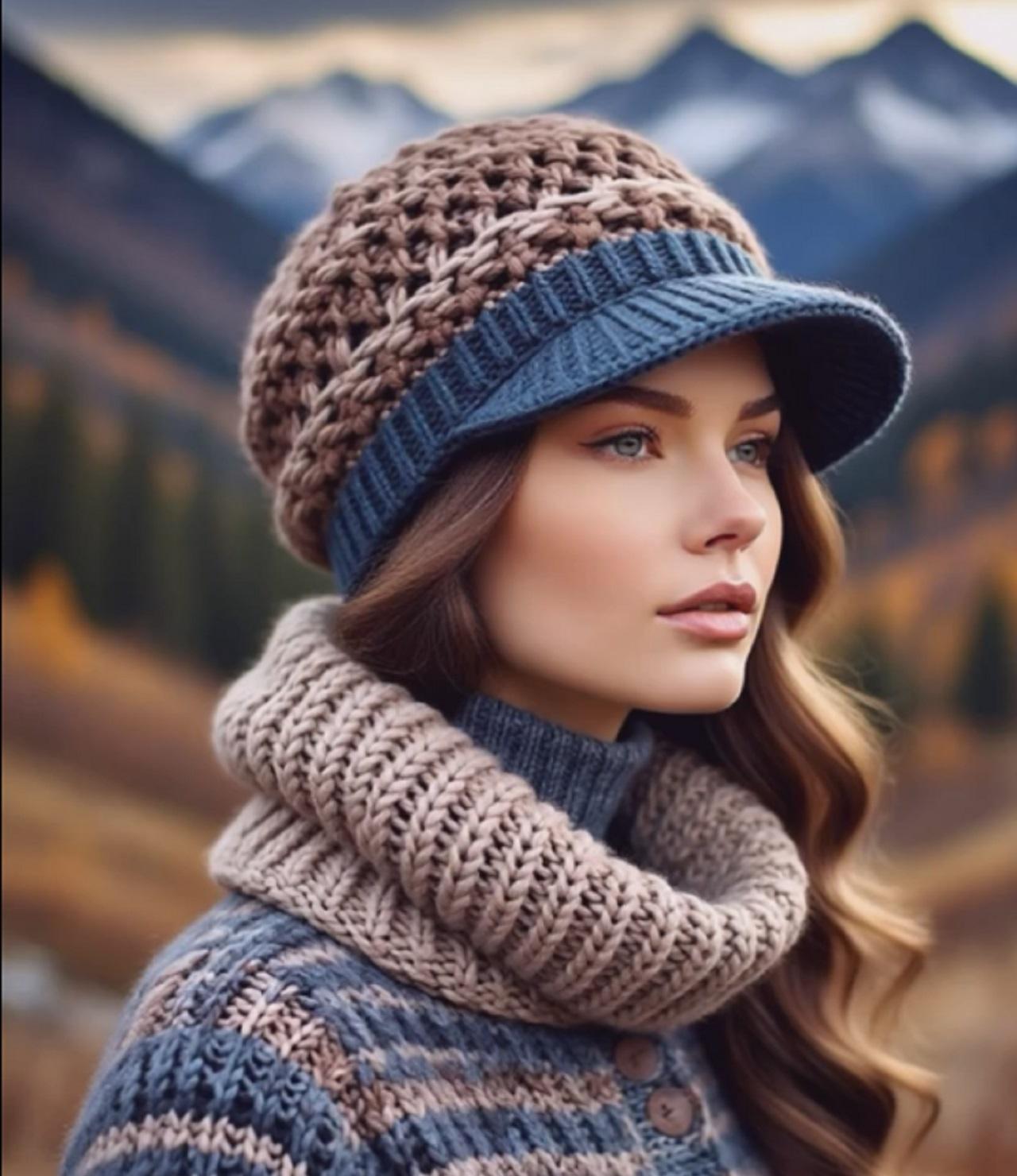 مدل کلاه بافتنی دخترانه با قلاب 2
