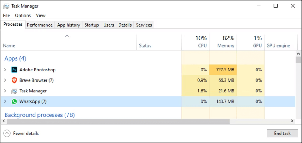 استفاده از Task Manager برای بستن واتس اپ/ 1