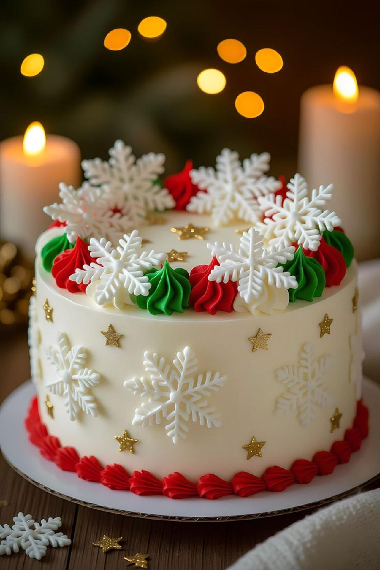 مدل کیک کریسمس زمستانی با تم برف 1