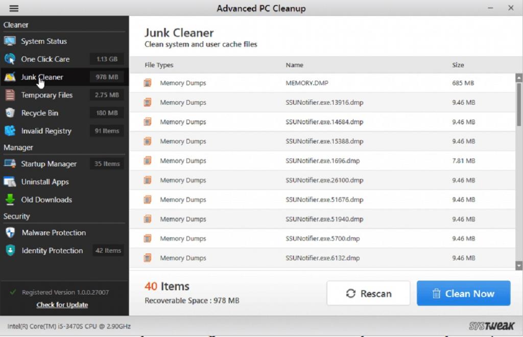 حذف فایل های ناخواسته و موقت اضافی با استفاده از Advanced PC Cleanup