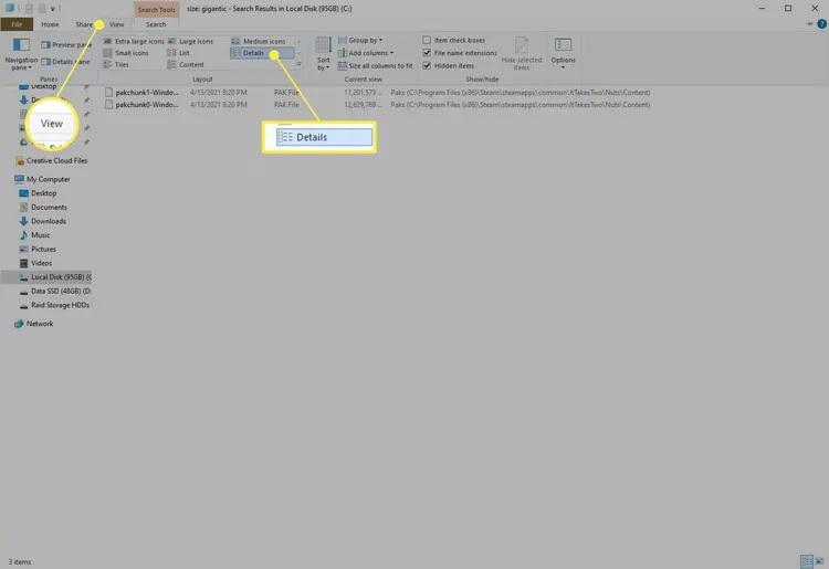 نحوه پیدا کردن فایل&zwnj;های بزرگ در ویندوز 10 3