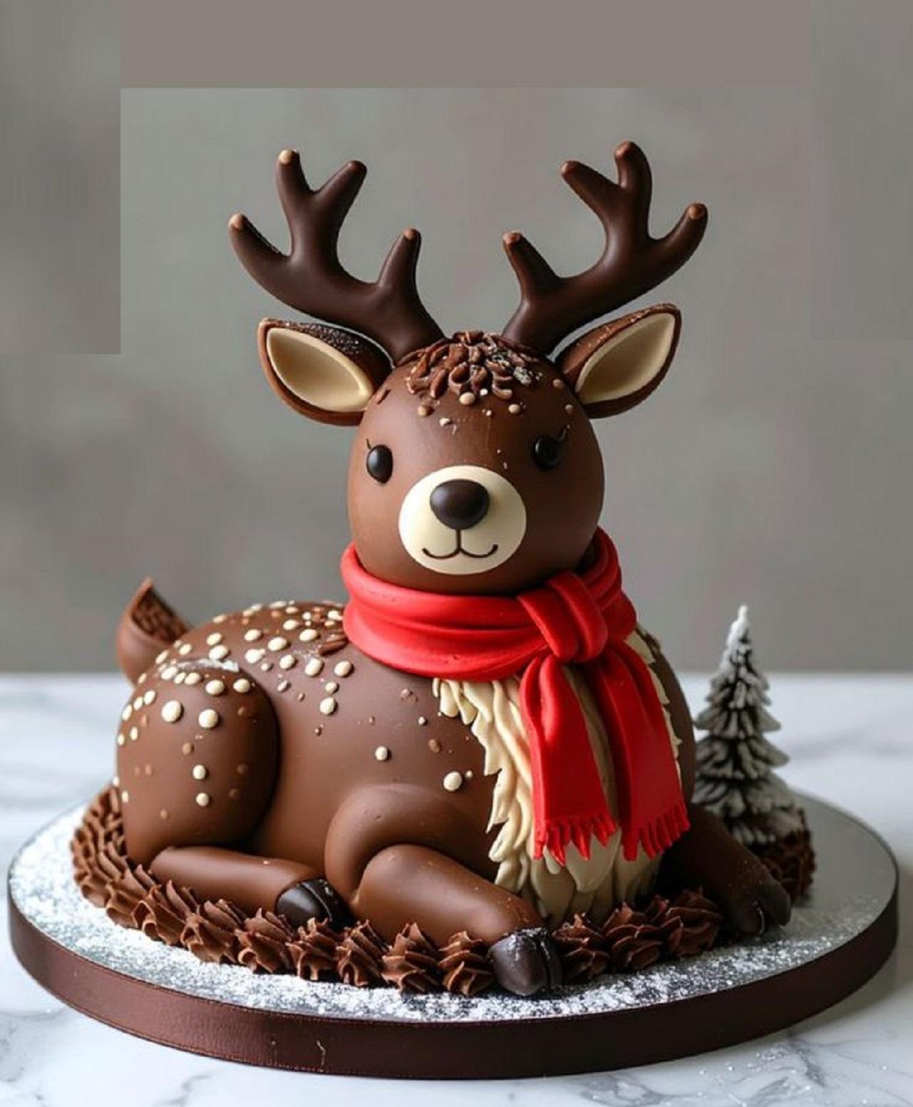 مدل کیک کریسمس طرح گوزن شمالی1