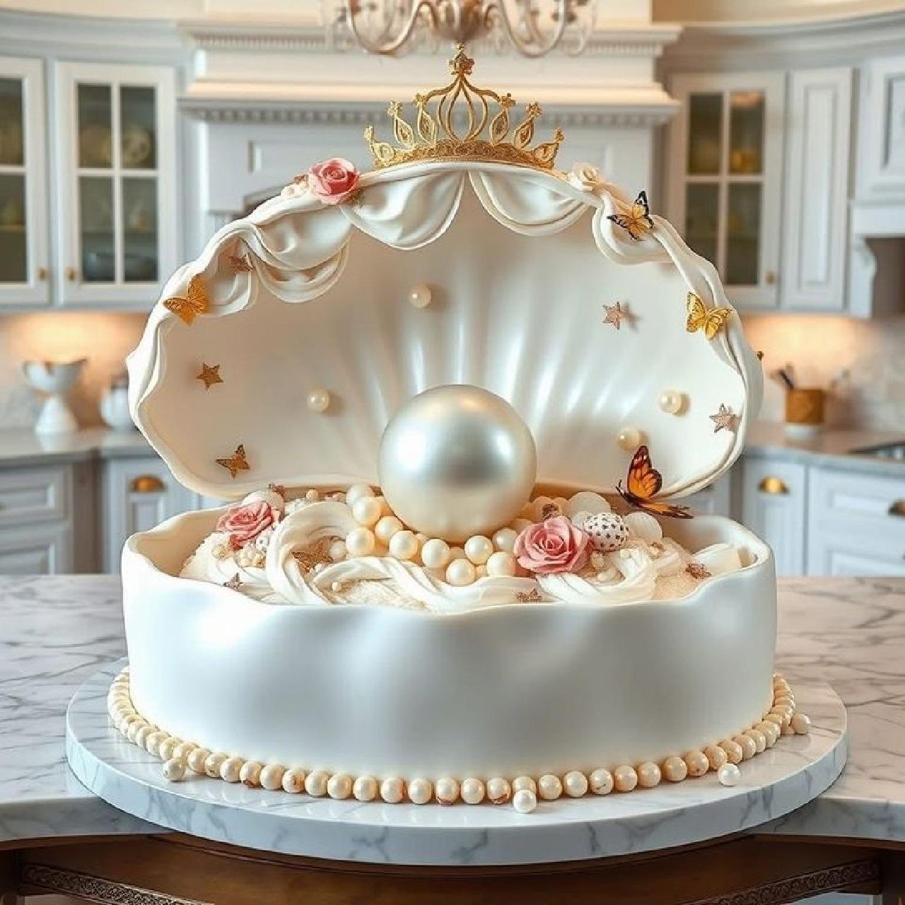 مدل کیک روز مادر لاکچری با تزیین مروارید