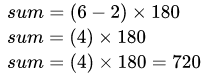 فرمول پیدا کردن مجموع زوایای داخلی یک شش ضلعی