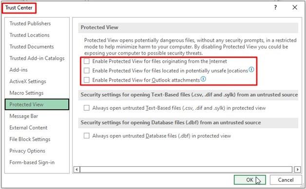 رفع مشکل The File Couldn't Open in Protected View  3