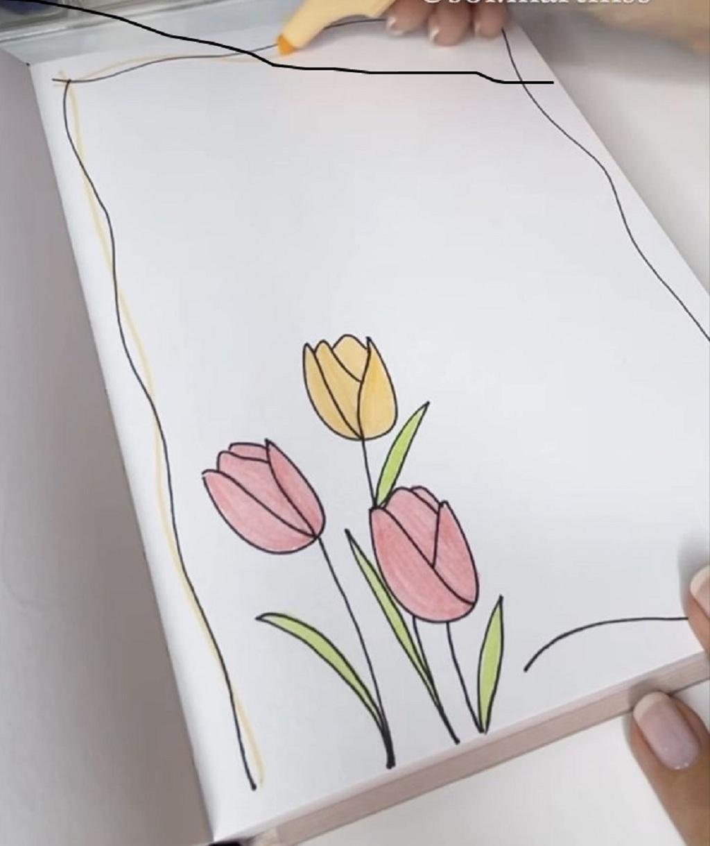 نقاشی دفتر مشق دخترانه آسان1