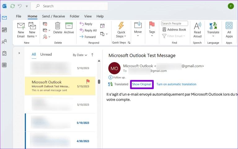 نحوه ترجمه ایمیل ها در Microsoft Outlook 4