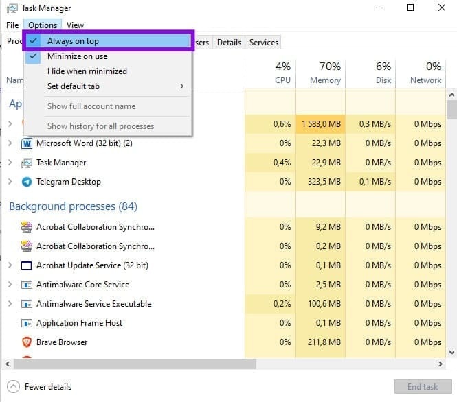 آموزش Always on Top در Task Manager 2